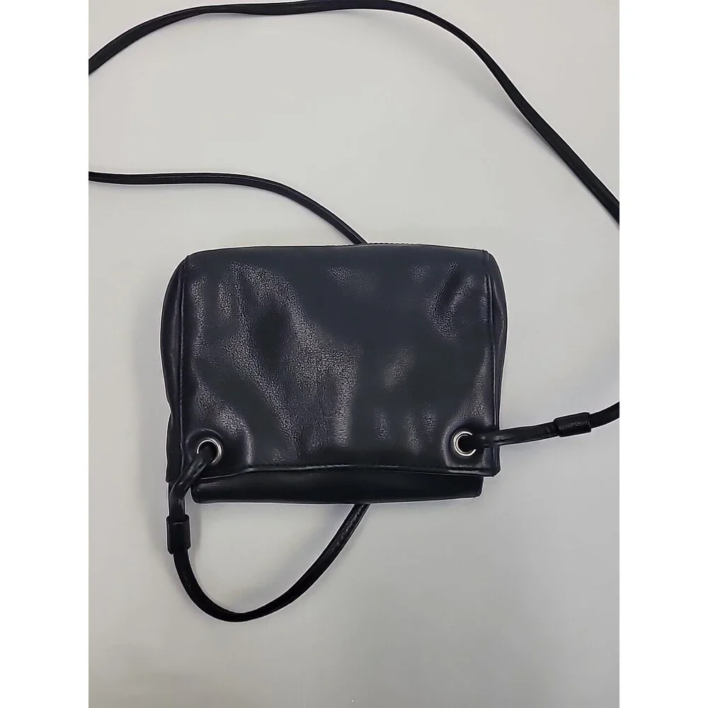 Liz Claiborne Vintage Black‎ Genuine Leather Mini Crossbody Bag Purse